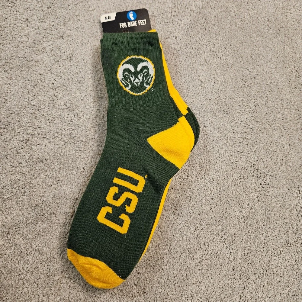Colorado State Rams Socks 2 Pack For bare Feet‎ NCAA Green Gold Men's LG New
